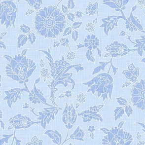 Paola  Floral Blue Canvas Texture Wallpaper