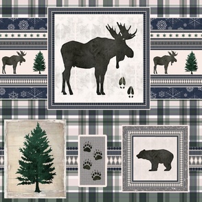 24" Nordic Mountain Lodge Winter Plaid in Navy by Audrey Jeanne ©