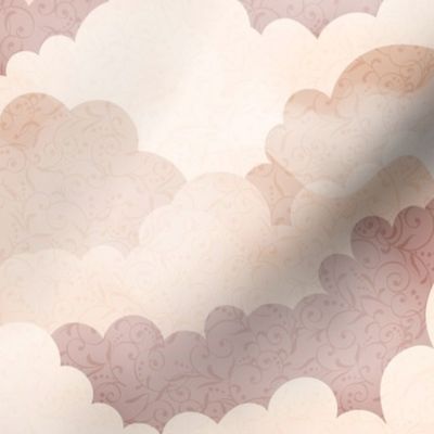 Fluffy Clouds Beige Ivory Small Scale 