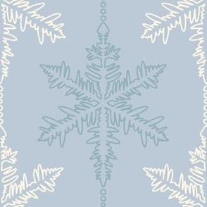 Delicate, Whimsical Winter Snowflakes in Dusty Blue_Large