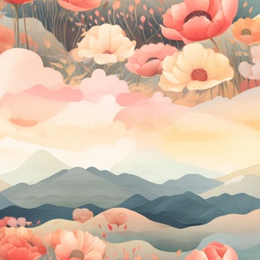 Pastel Poppies Landscape