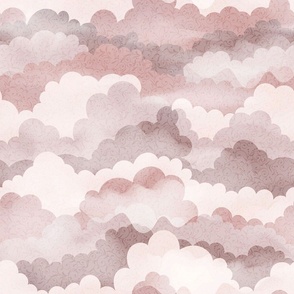 Fluffy Clouds Rose Beige Taupe Small Scale 