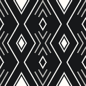 V11 Hexagon Honeycomb Diamond Simple Black White Modern Kilim