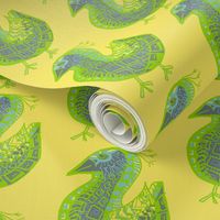 Pattern Bird, gray on yellow