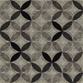Geometric Circles & Petals-Halftone Greyscale