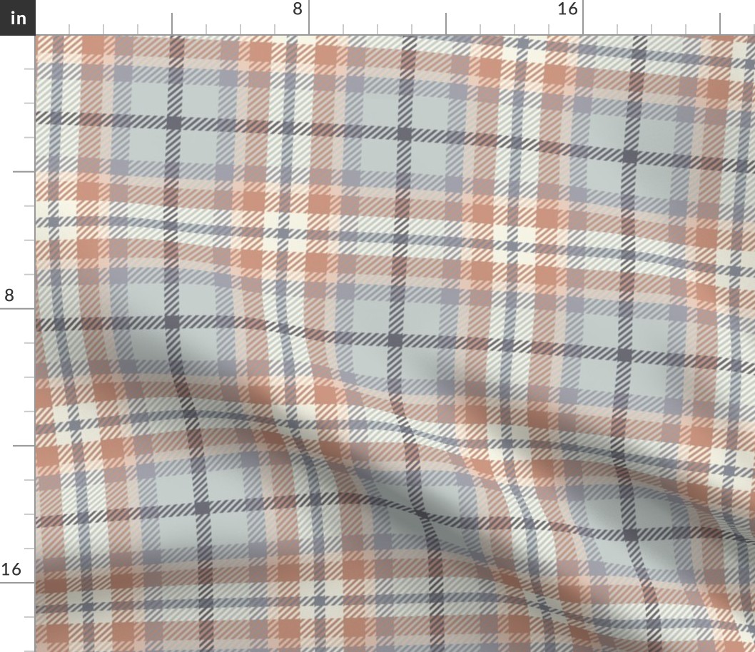 Plaid #1 - Coral and Blue (Small Scale)
