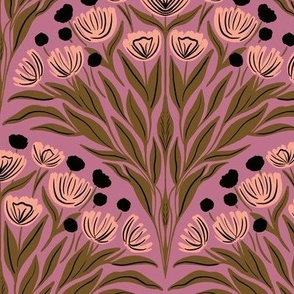 Scalloped Flowers - mauve and bronze