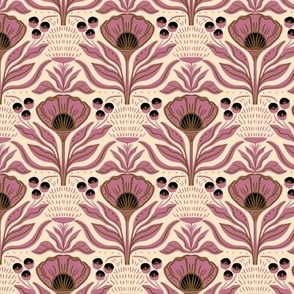 dolly deco floral - mauve and cream