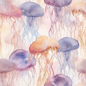 pastel watercoloured jelly fish