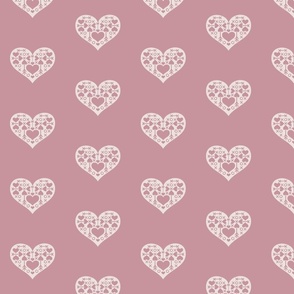 hugs and kiss xo heart spot - lilac mauve and off white