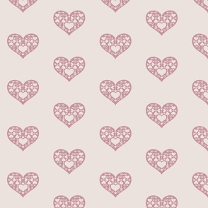 hugs and kiss xo heart spot - off white and lilac mauve
