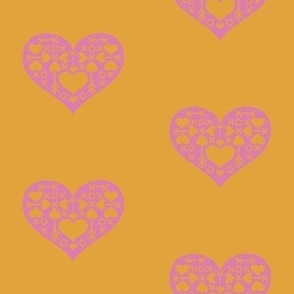 hugs and kiss xo heart spot - marigold orange and bubblegum pink