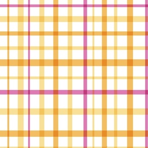 retro bubblegum pink, yellow and marigold orange plaid