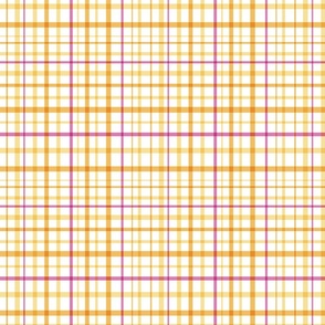 small retro bubblegum pink, yellow and marigold orange plaid