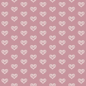 ditsy hugs and kiss xo heart spot - lilac mauve and off white