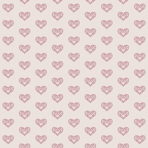 ditsy hugs and kiss xo heart spot - off white and lilac mauve