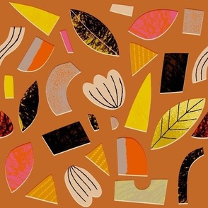 Wild autumn cutouts on clay warm brown #b66d37