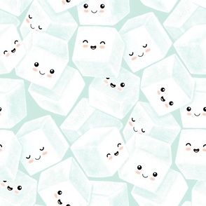 Cute Sugar Cube Characters - mint green 