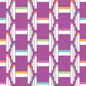 colorful geometric shapes pattern, fun dumbbell texture, purple. MOVE collection