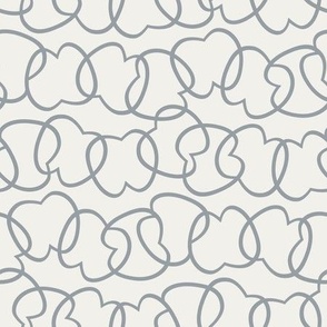 Tangled Apple, silver gray on white (Medium) – linear abstract harvest fruit