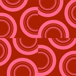 Split Circles in Candy Pink + Dark Cherry Red