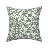 Early Dusk, sage green on white (Medium) – geometric triangles and textural line