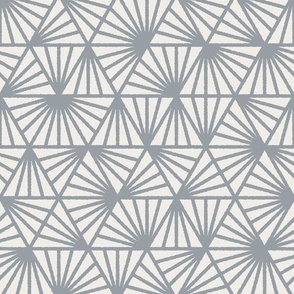 Early Dusk, silver gray on white (Medium) – geometric triangles and textural line