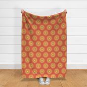 Geometrical Circles in orange and yellow fabric pattern design 