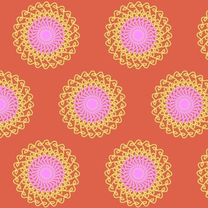 Mandala orange and pink art fabric design pattern