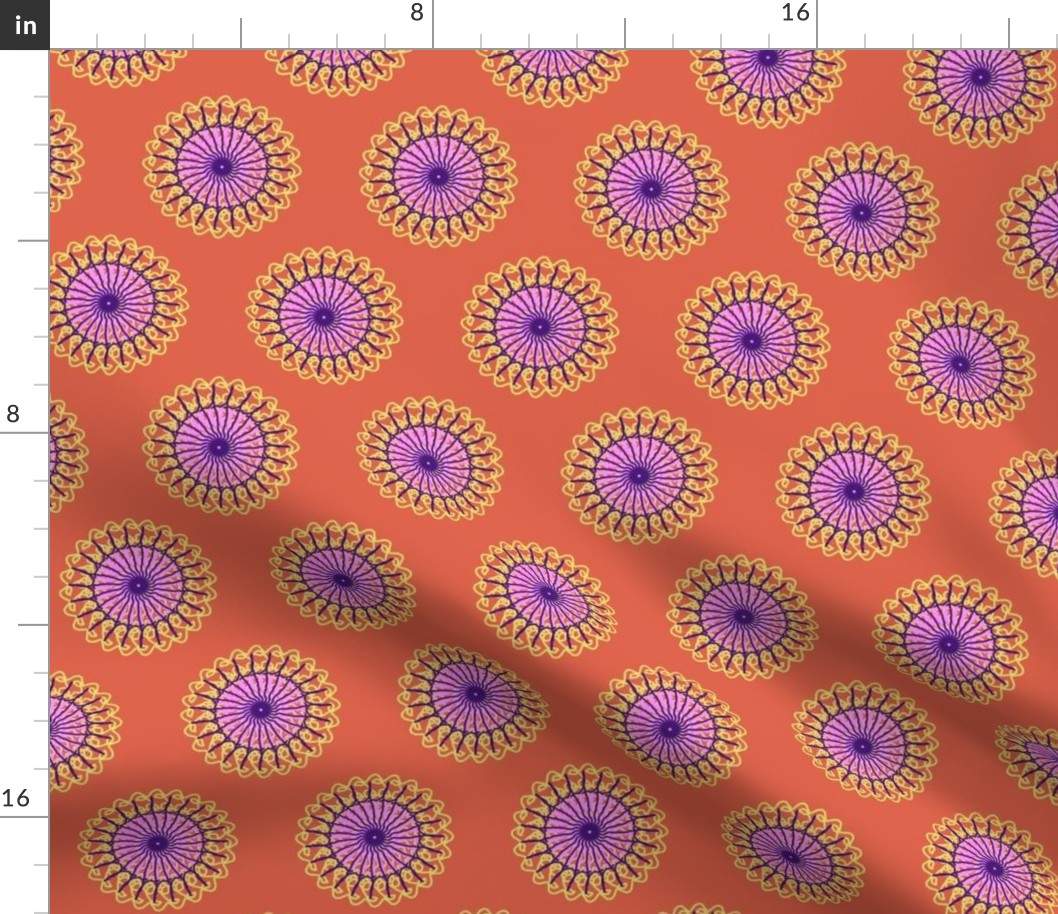 Romantic floral peach art design fabric pattern