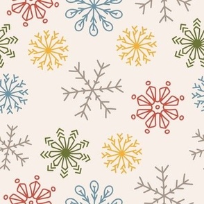 Snowflakes in 70s Colors • Medium Scale