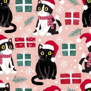 cute christmas cats with christmas presents blush large scale WB23