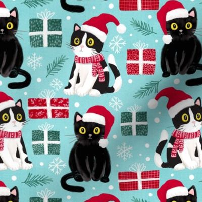 cute christmas cats with christmas presents blue medium scale WB23