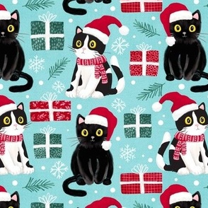 cute christmas cats with christmas presents blue medium scale WB23