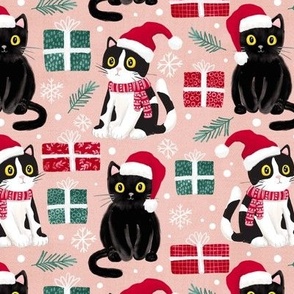 cute christmas cats with christmas presents blush medium scale WB23