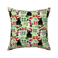 cute christmas cats with christmas presents bright green medium scale WB23