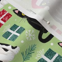 cute christmas cats with christmas presents bright green medium scale WB23