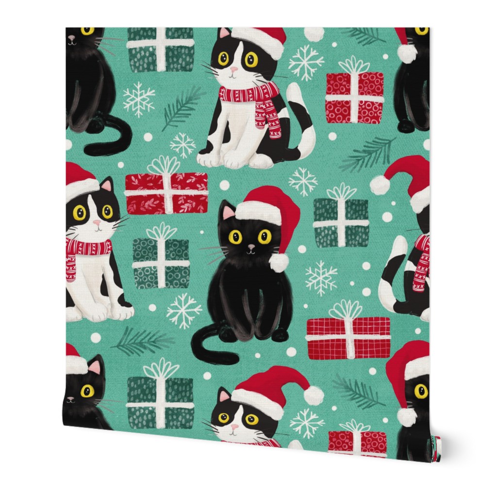 cute christmas cats with christmas presents green medium scale WB23