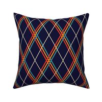 70s inspired Argyle chevron stripe in classic colours of 1970s sportswear - large scale