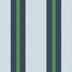 Preppy Pinstripe - light blue with navy and kelly ribbon - Large