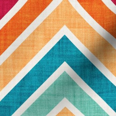 Large jumbo scale // Groovy chevron waves //  70s inspirational classic geometric retro zigzag color blocks wallpaper bedding vintage sportswear