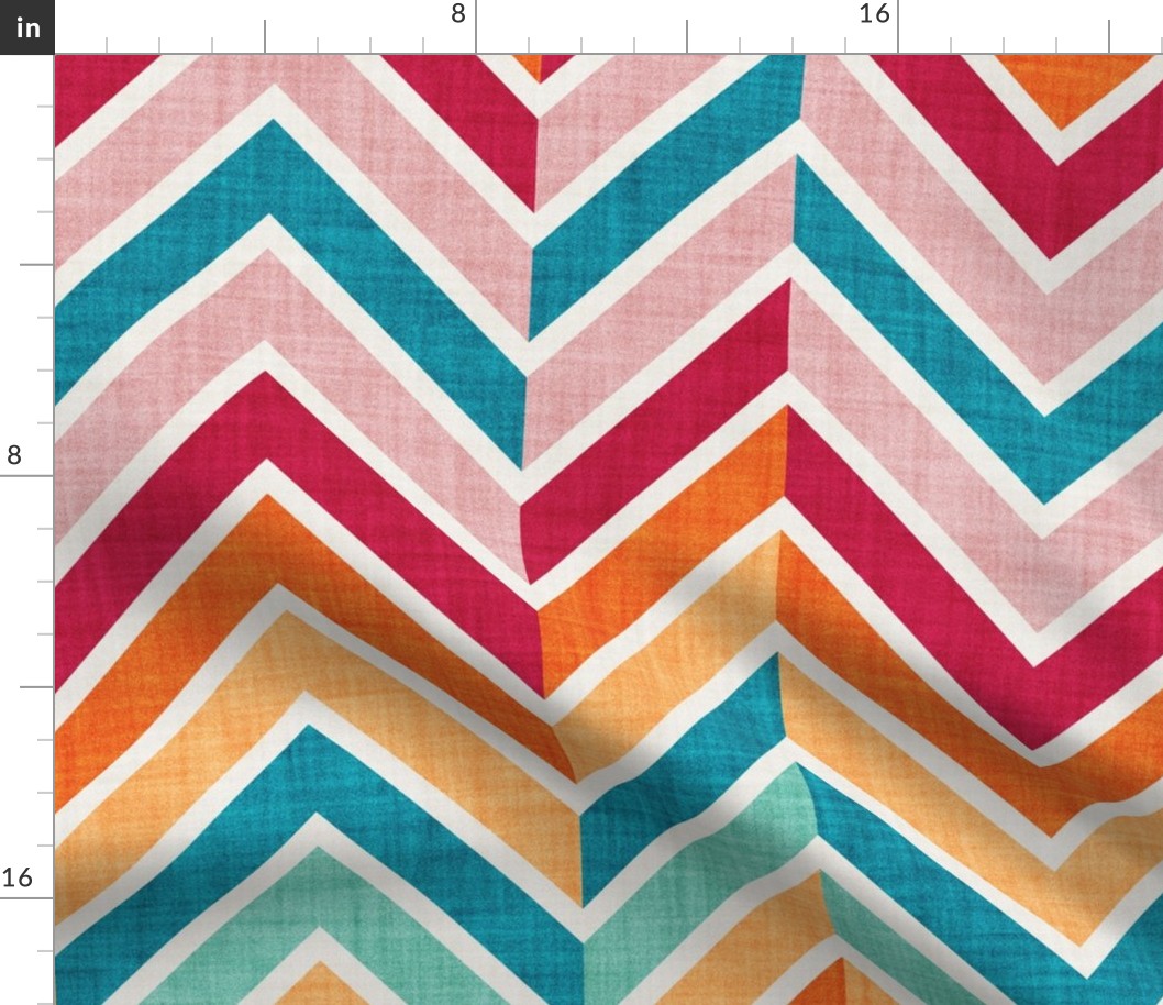 Large jumbo scale // Groovy chevron waves //  70s inspirational classic geometric retro zigzag color blocks wallpaper bedding vintage sportswear