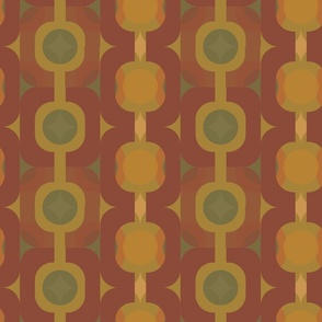 Sepia Brown and Green Mid Century Modern Dot Stripes