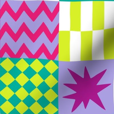 90s neon quilt squares