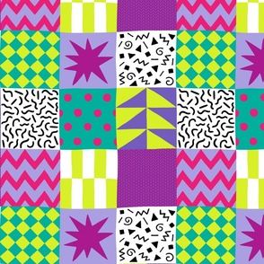 90s neon quilt squares