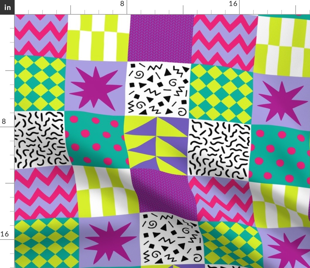 90s neon quilt squares