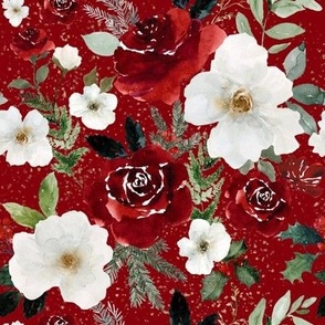 Christmas Roses and Florals / Red