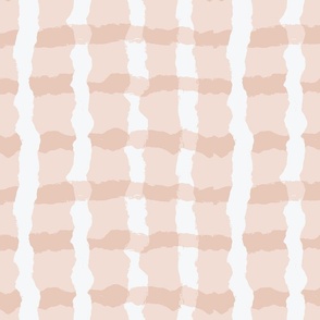 Peach and Cream Wobbly Plaid Wallpaper - 12" Fabric
