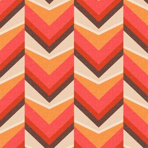 1970s vintage chevron red brown extra large scale by Pippa Shaw