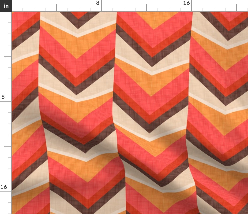 1970s vintage chevron red brown extra large scale by Pippa Shaw